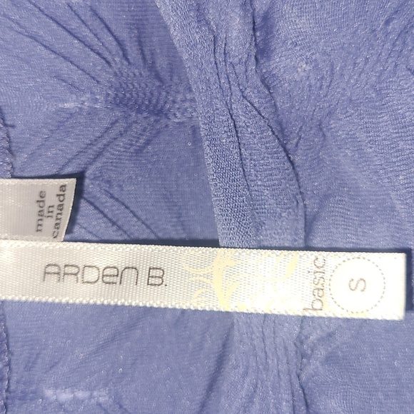 Arden B Purple Top Shirt Pull over scoop neck stretch Elbow Sleeve Rich Clean - Picture 3 of 4